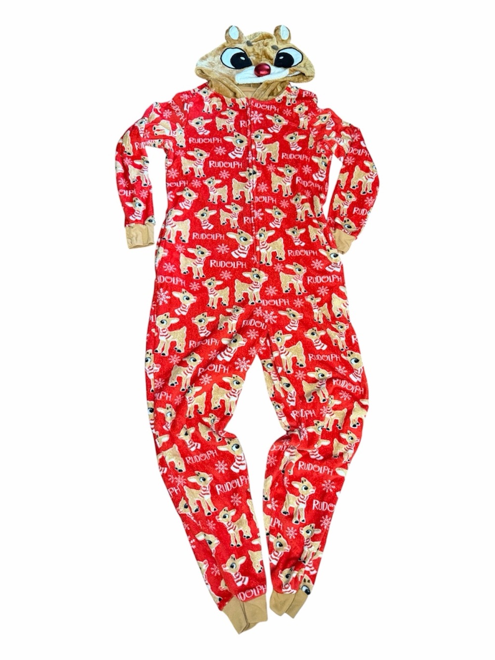 Rudolph Hooded One-Piece Footie Pajamas with Character Hood